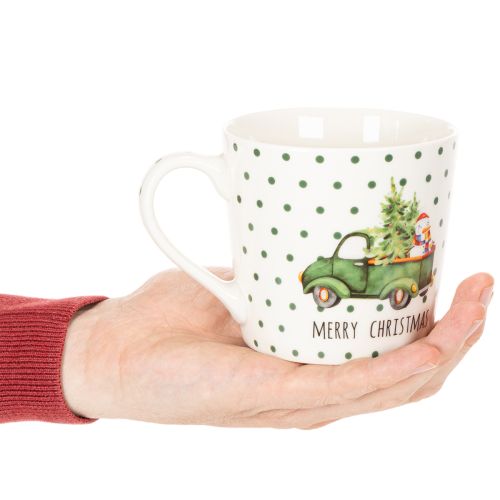 Taza de café Feliz Navidad con motivo de coche navideño, taza de cerámica de 10 cm, 2 unidades | Floristik24.es