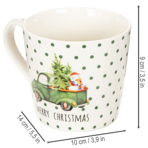 Taza de café Feliz Navidad con motivo de coche navideño, taza de cerámica de 10 cm, 2 unidades | Floristik24.es