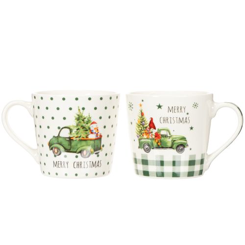 Taza de café Feliz Navidad con motivo de coche navideño, taza de cerámica de 10 cm, 2 unidades | Floristik24.es