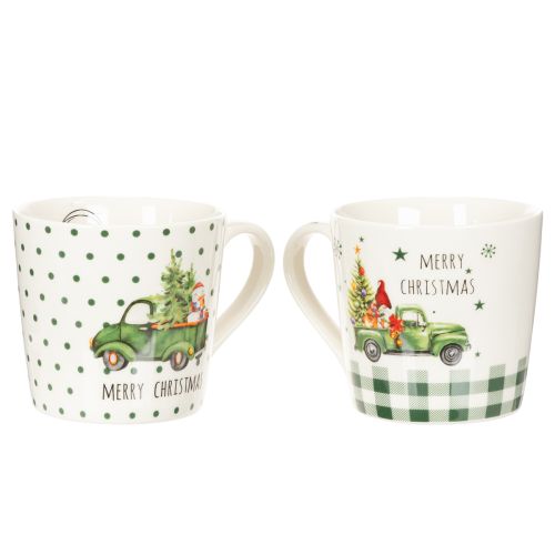 Taza de café Feliz Navidad con motivo de coche navideño, taza de cerámica de 10 cm, 2 unidades | Floristik24.es