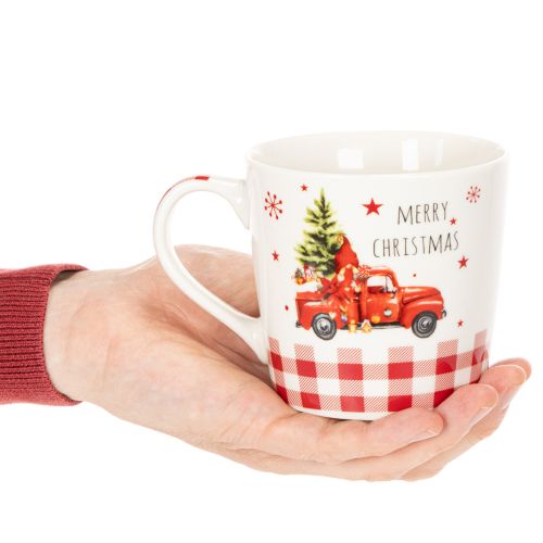 Taza navideña con coche y árbol de Navidad, tazas de cerámica, 10 cm, 2 unidades | Floristik24.es