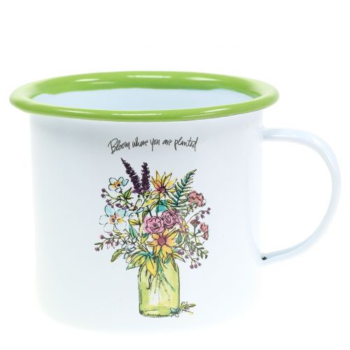 Floristik24 Deko taza maceta esmaltada Ø11,5cm H10cm