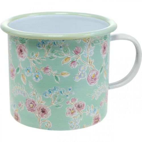Floristik24 Macetero Macetero Copa Esmalte Retro Deco Verde Ø9.5cm H10cm