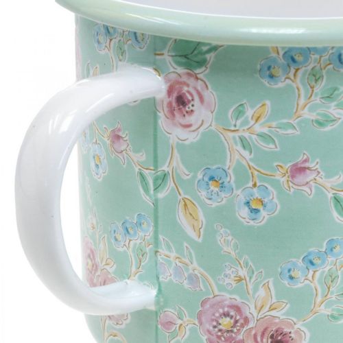 Floristik24 Macetero Macetero Copa Esmalte Retro Deco Verde Ø9.5cm H10cm