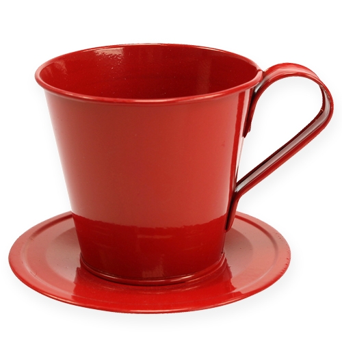 Floristik24 Taza con plato Ø9cm H8cm 6pcs. ordenados en colores