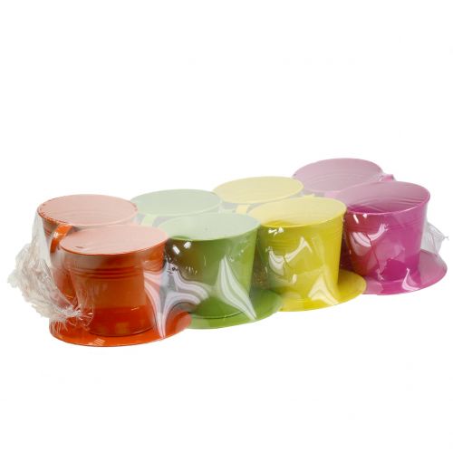 Floristik24 Tazas de metal surtido colores Ø12cm H10cm 8pcs