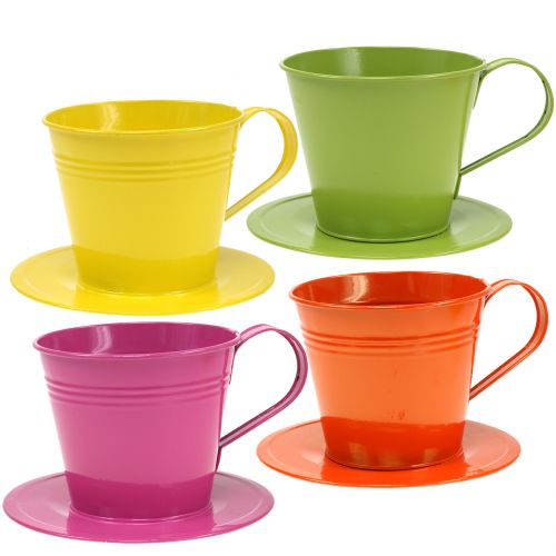 Floristik24 Tazas de metal surtido colores Ø12cm H10cm 8pcs