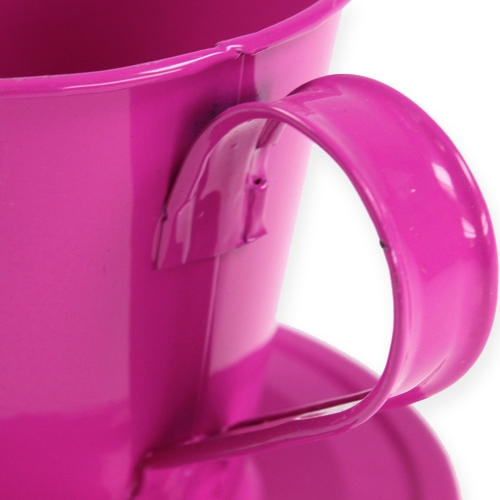 Floristik24 Taza decorativa con plato tipo. Ø12cm H10cm 8pcs.