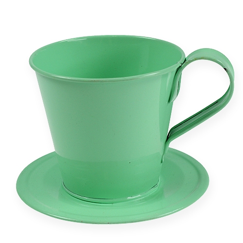 Taza decorativa con plato verde pastel Ø9cm H8cm