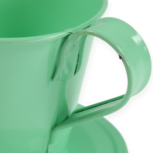 Floristik24 Taza decorativa con plato verde pastel Ø9cm H8cm