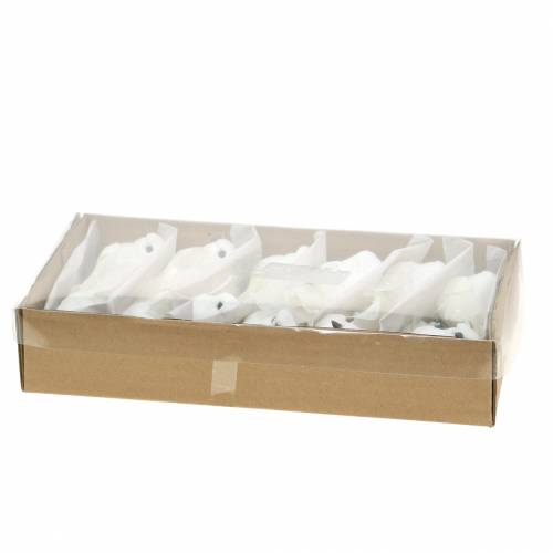 Floristik24 Paloma con perlas y clip blanco H4.5cm 12pcs