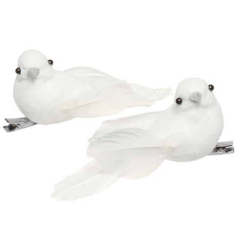 Artículo Par de palomas con clip decoración de boda palomas decorativas 10cm 2 piezas
