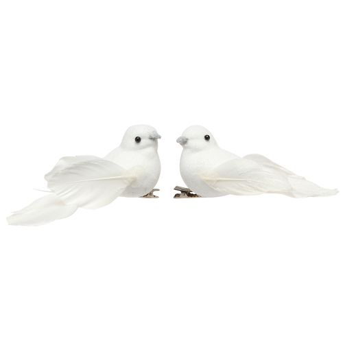 Artículo Par de palomas con clip decoración de boda palomas decorativas 10cm 2 piezas