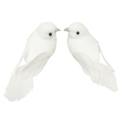Artículo Par de palomas con clip decoración de boda palomas decorativas 10cm 2 piezas