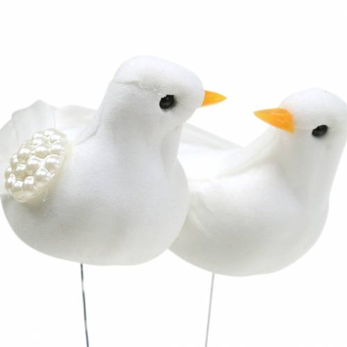 Floristik24 Pareja de palomas con alambre blanco 4-4.5cm 6 pares