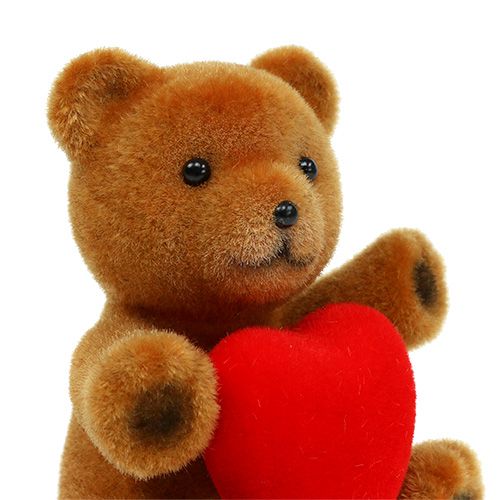 Floristik24 Peluche flocado 10cm con corazón 6pcs