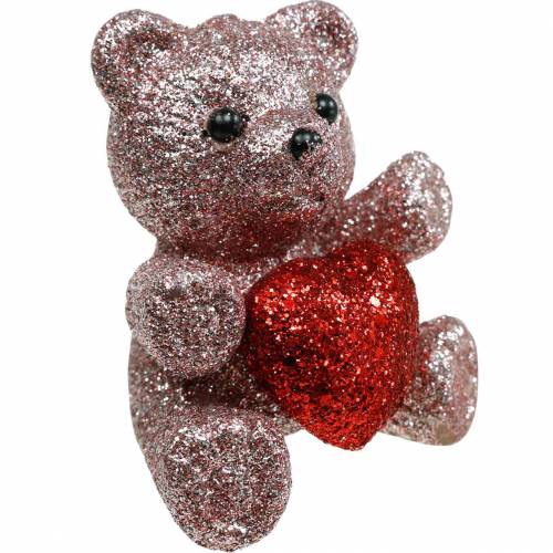 Artículo Enchufe decorativo oso con corazón, San Valentín, tapón flor purpurina 9ud