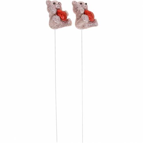 Artículo Tapón decorativo oso con corazón, San Valentín, tapón de flores con purpurina 9 uds.