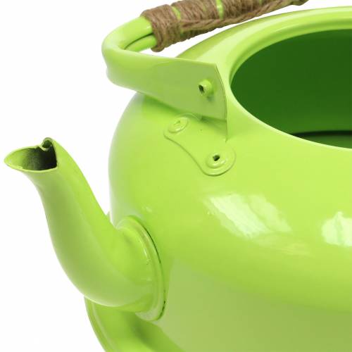 Floristik24 Macetero Tetera Zinc Mayo Verde Ø26cm H15cm