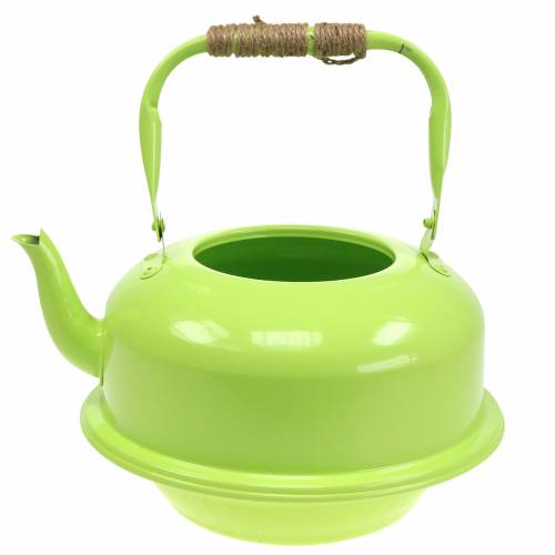 Floristik24 Macetero Tetera Zinc Mayo Verde Ø26cm H15cm