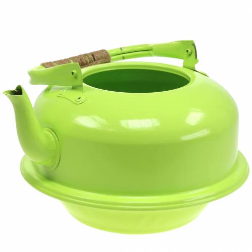 Floristik24 Macetero Tetera Zinc Mayo Verde Ø26cm H15cm