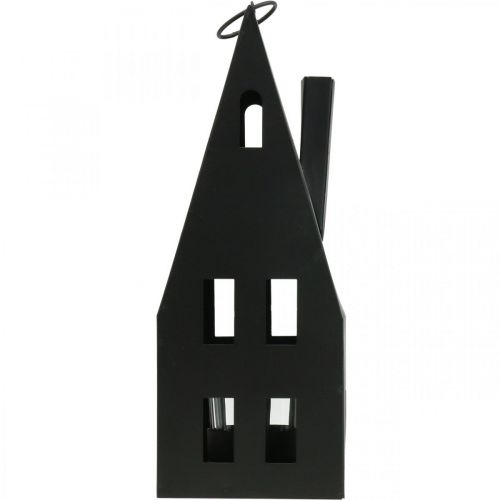 Floristik24 Casa de luz de té, casa de luz metal negro Ø4.4cm H24cm