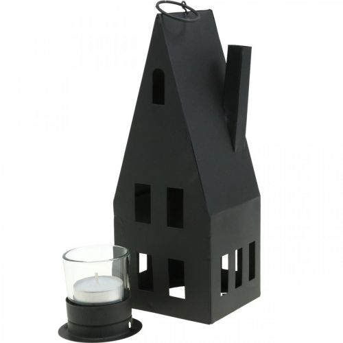Floristik24 Casa de luz de té, casa de luz metal negro Ø4.4cm H24cm
