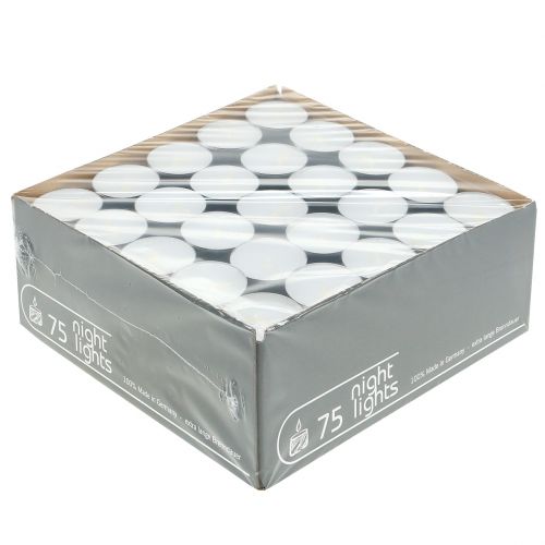 Floristik24 Tealights 75 piezas blancas en un recipiente de aluminio tiempo de combustión 8 horas