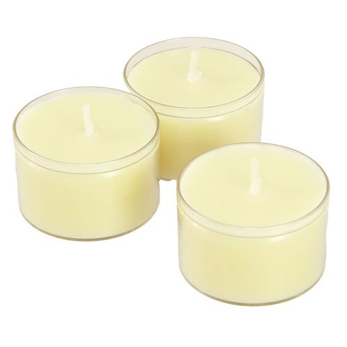 Artículo Luces de noche velas de té amarillo crema en recipiente de plástico 8 horas 50 piezas