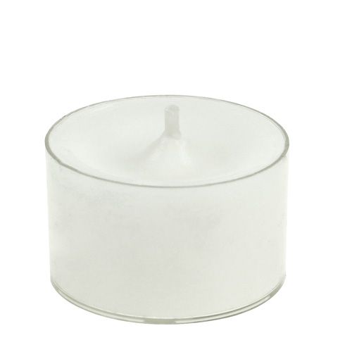 Velas de té blancas en bol de plástico 50uds.