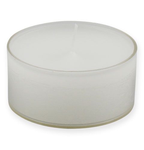 Floristik24 Velas de té maxi con transp. Tapa blanca 54mm 16uds