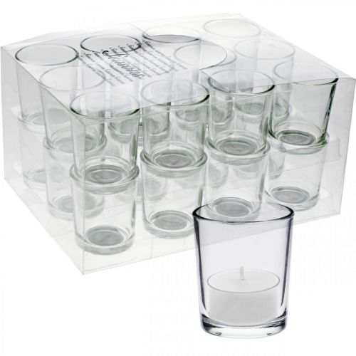 Floristik24 Vasos candelita transparentes Ø5cm H6.5cm 24 piezas