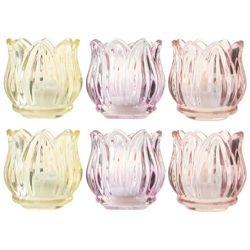 Floristik24 Candelita de cristal farolillo de flores de cristal 3 colores Ø7cm H7cm 6ud