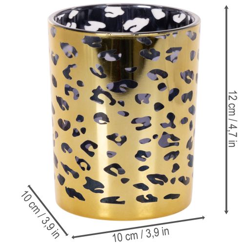 Portavelas de cristal con estampado de leopardo para decoración de mesa, 12 cm | Floristik24.es