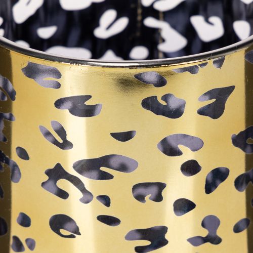 Portavelas de cristal con estampado de leopardo para decoración de mesa, 12 cm | Floristik24.es