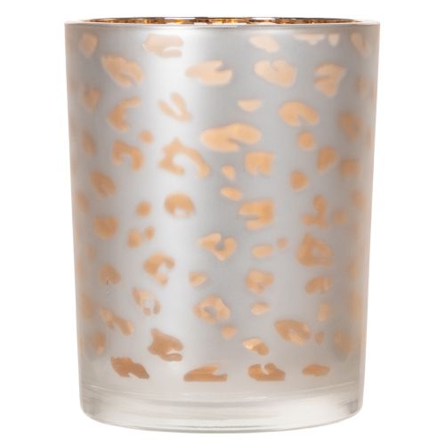 Portavelas de cristal con estampado de leopardo, 12 cm | Floristik24.es