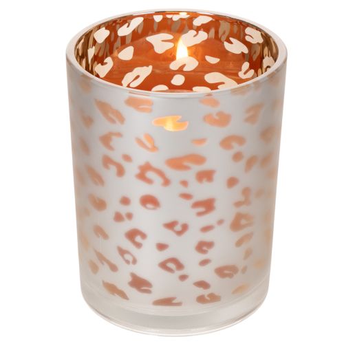 Portavelas de cristal con estampado de leopardo, 12 cm | Floristik24.es