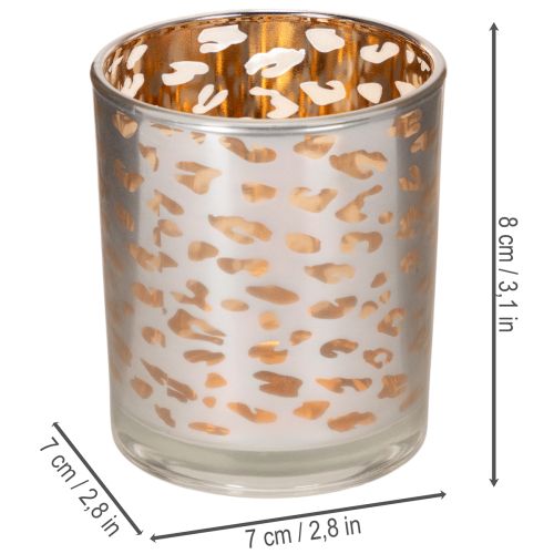 Portavelas de cristal con estampado de leopardo, bicolor, 8 cm | Floristik24.es