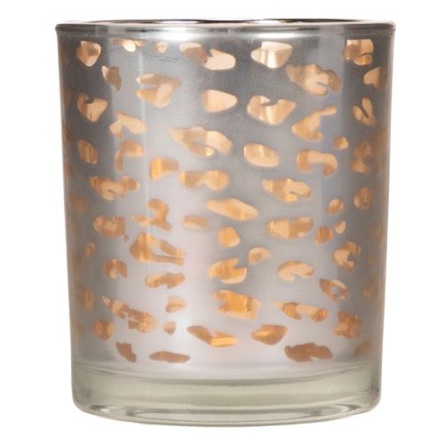 Portavelas de cristal con estampado de leopardo, bicolor, 8 cm | Floristik24.es