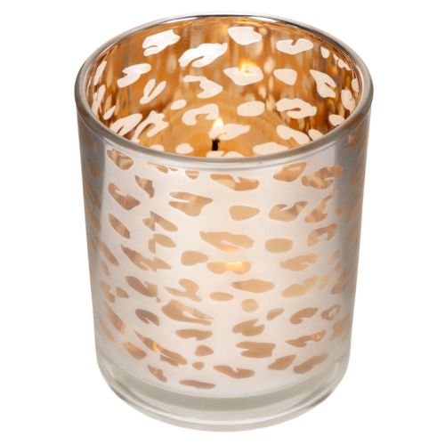 Portavelas de cristal con estampado de leopardo, bicolor, 8 cm | Floristik24.es