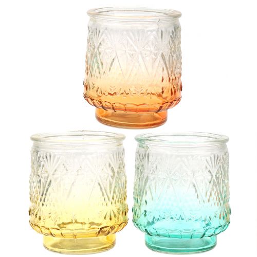 Floristik24 Vaso candelita naranja / amarillo / turquesa Ø8cm 3pcs