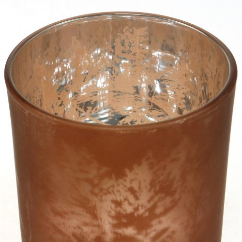 Floristik24 Farol de vidrio, candelita con motivo de hojas, decoración otoñal Ø8cm H9cm 2pcs