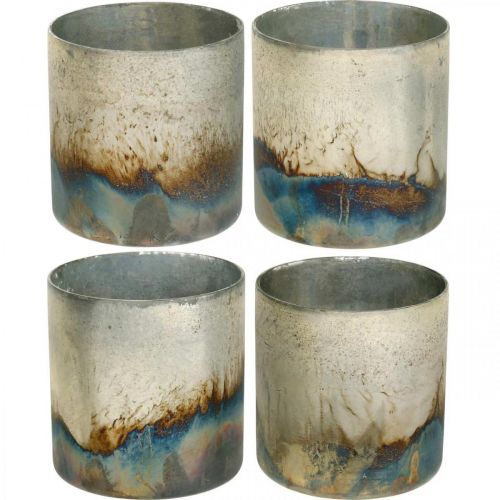 Floristik24 Vaso de vela, linterna decorativa, decoración de mesa aspecto antiguo Ø9.5cm H10cm 4pcs