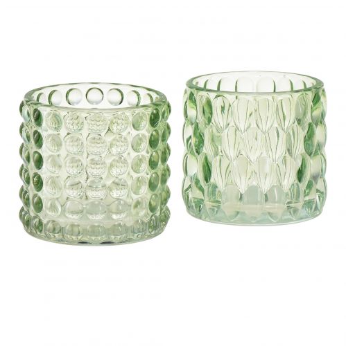 Artículo Candelita de cristal farol verde vidrio tintado Ø9,5cm H9cm 2ud