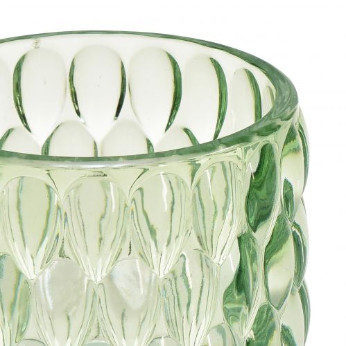 Floristik24 Candelita de cristal farol verde vidrio tintado Ø9,5cm H9cm 2ud