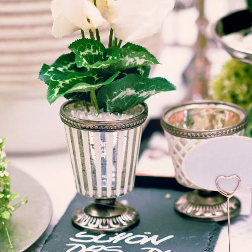Floristik24 Taza de cristal candelita plata campesina H9cm