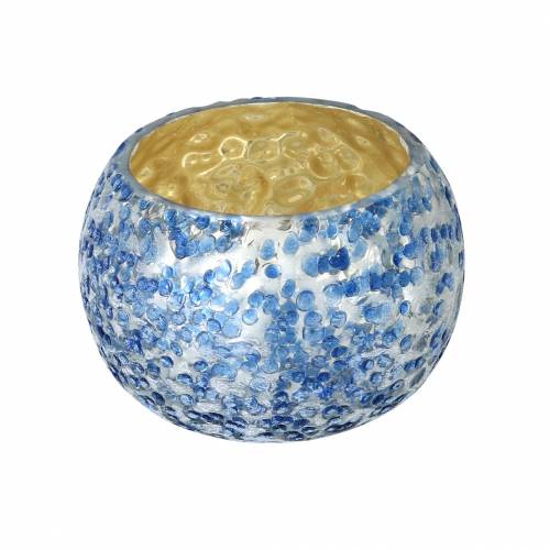 Floristik24 Linterna de cristal Plata Azul Ø8.5cm H6cm