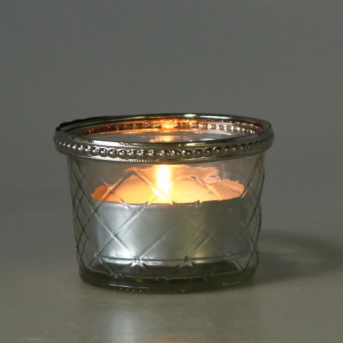 Floristik24 Diamante de cristal candelita con borde de metal Ø8cm H5.5cm 4pcs