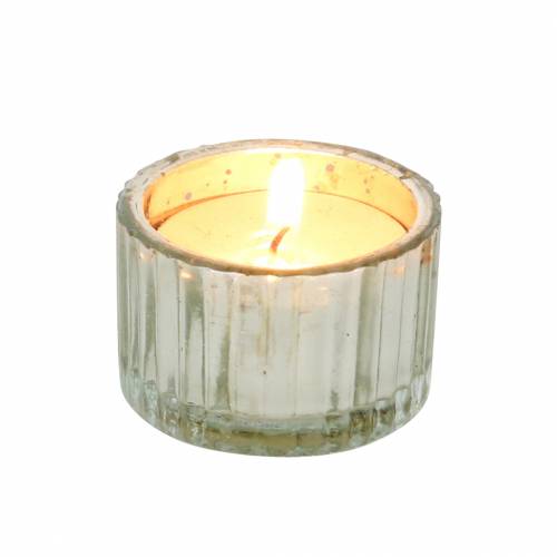 Floristik24 Tealight glass vintage granjero plata Ø4.8cm H3cm 4pcs