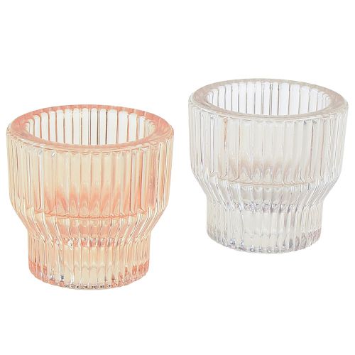 Portavelas de vidrio para velas de té vidrio tintado Ø5,5cm H5cm 2uds